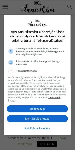 Podgląd witryny Annuskám, medium z kraju Węgry do artykułów sponsorowanych