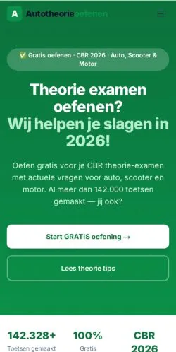 Podgląd witryny AutotheorieOefenen, medium z kraju Holandia do artykułów sponsorowanych
