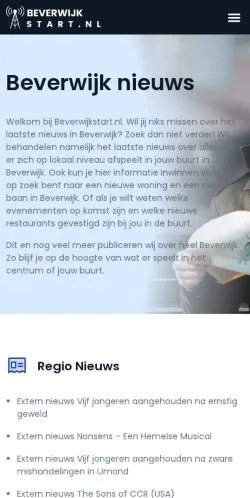 スポンサード記事向けのオランダメディア、Beverwijk Nieuwsのサイトプレビュー