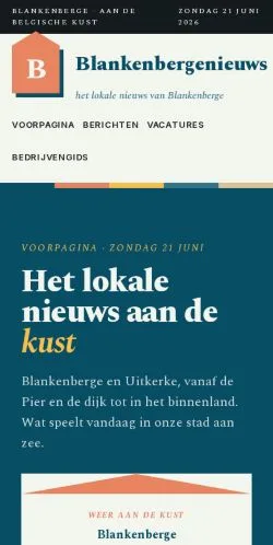 Anteprima del sito Blankenbergenieuws, media di Belgio per articoli sponsorizzati