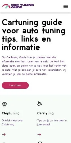 Anteprima del sito CarTuning Guide, media di Stati Uniti per articoli sponsorizzati