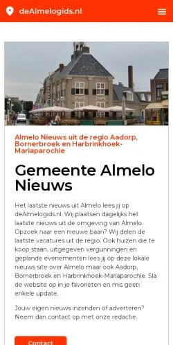 스폰서 기사용 네덜란드 매체 Almelo Laatste Nieuws 사이트 미리보기