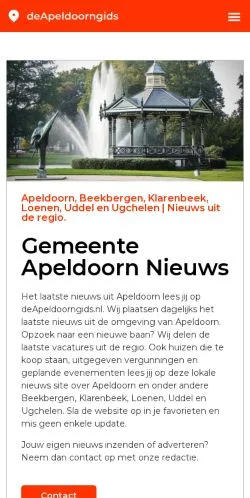 Anteprima del sito Apeldoorn Laatste Nieuws, media di Paesi Bassi per articoli sponsorizzati