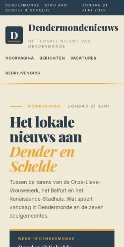 Anteprima del sito Dendermondenieuws, media di Belgio per articoli sponsorizzati