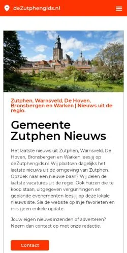 Anteprima del sito Zutphen Laatste Nieuws, media di Paesi Bassi per articoli sponsorizzati