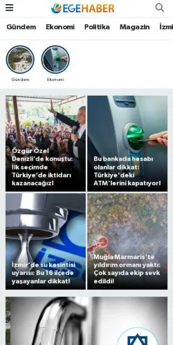 Anteprima del sito Ege Haber, media di Turchia per articoli sponsorizzati