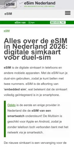 Anteprima del sito eSIM Nederland, media di Paesi Bassi per articoli sponsorizzati