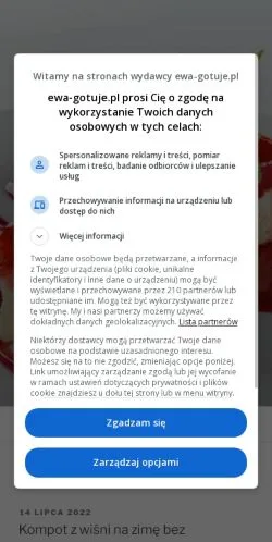 Podgląd witryny Ewa Gotuje, medium z kraju Polska do artykułów sponsorowanych