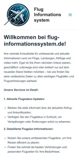 Podgląd witryny Flug Informationssystem, medium z kraju Niemcy do artykułów sponsorowanych