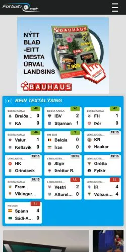 Podgląd witryny Fotbolti.net, medium z kraju Islandia do artykułów sponsorowanych