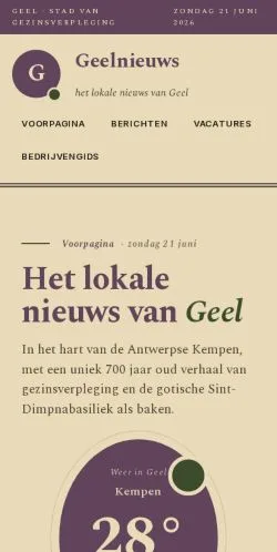 Podgląd witryny Geelnieuws, medium z kraju Belgia do artykułów sponsorowanych