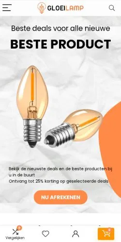 Anteprima del sito Gloeilamp, media di Belgio per articoli sponsorizzati
