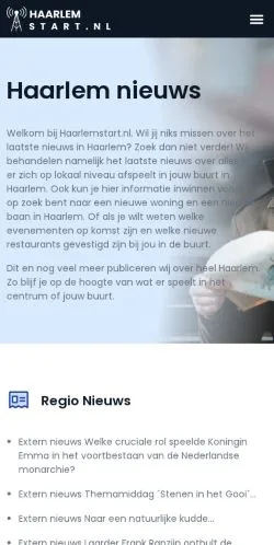 Förhandsvisning av webbplatsen Haarlem Nieuws, medium i Nederländerna för sponsrade artiklar