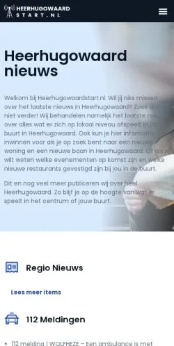Anteprima del sito Heerhugowaard Nieuws, media di Paesi Bassi per articoli sponsorizzati