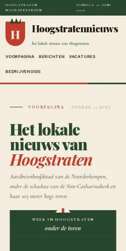 Anteprima del sito Hoogstratennieuws, media di Belgio per articoli sponsorizzati