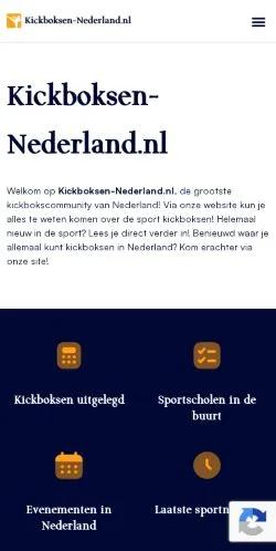 Podgląd witryny Kickboksen Nederland, medium z kraju Holandia do artykułów sponsorowanych