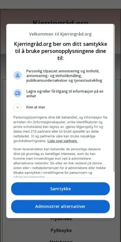 Anteprima del sito Kjerringråd, media di Norvegia per articoli sponsorizzati