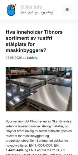 Sponsorlu makaleler için Norveç medyası Klikk sitesinin önizlemesi