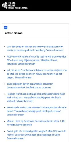 Anteprima del sito Horst aan de Maas Nieuws, media di Paesi Bassi per articoli sponsorizzati