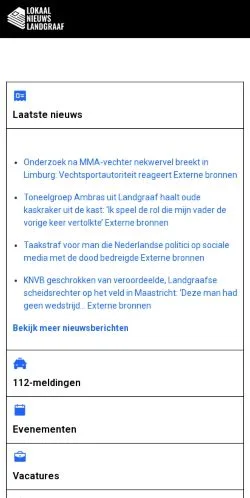 Podgląd witryny Lokaal Nieuws Landgraaf, medium z kraju Holandia do artykułów sponsorowanych