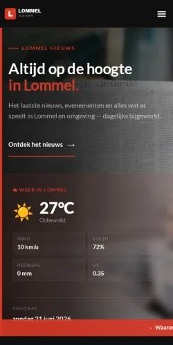 Anteprima del sito Lommelnieuws, media di Belgio per articoli sponsorizzati
