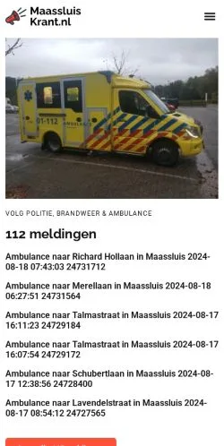 스폰서 기사용 네덜란드 매체 Maassluiskrant 사이트 미리보기