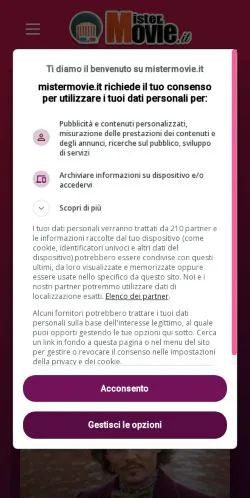 Anteprima del sito Mister Movie, media di Italia per articoli sponsorizzati