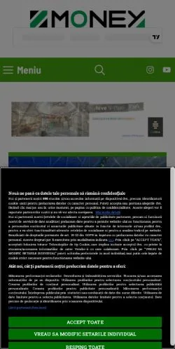 Voorbeeld van de site Money.ro, medium uit Roemenië voor gesponsorde artikelen