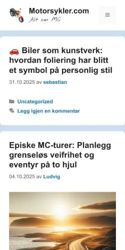 스폰서 기사용 노르웨이 매체 Motorsykler 사이트 미리보기