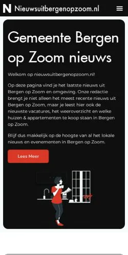 Anteprima del sito Nieuws Uit Bergen Op Zoom, media di Paesi Bassi per articoli sponsorizzati