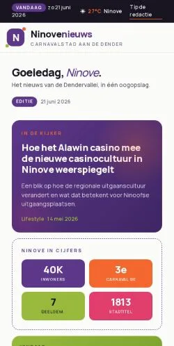Anteprima del sito Ninovenieuws, media di Belgio per articoli sponsorizzati