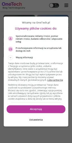 Aperçu du site OneTech, média de Pologne pour articles sponsorisés