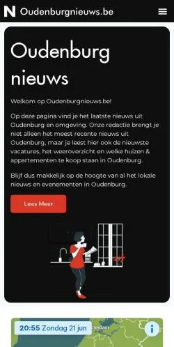 Podgląd witryny Nieuws uit Oudenburg, medium z kraju Belgia do artykułów sponsorowanych