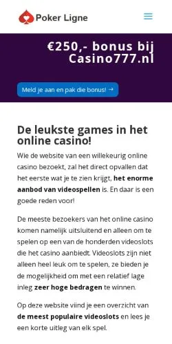 Anteprima del sito Poker Ligne, media di Paesi Bassi per articoli sponsorizzati