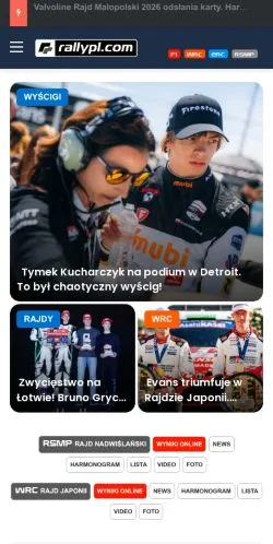 Aperçu du site RallyPL, média de Pologne pour articles sponsorisés