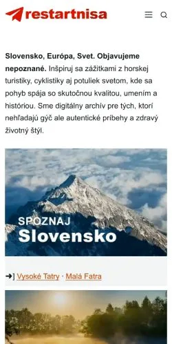Podgląd witryny Reštartnisa, medium z kraju Słowacja do artykułów sponsorowanych