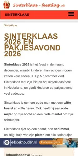 Anteprima del sito Sinterklaas Feestdag, media di Paesi Bassi per articoli sponsorizzati