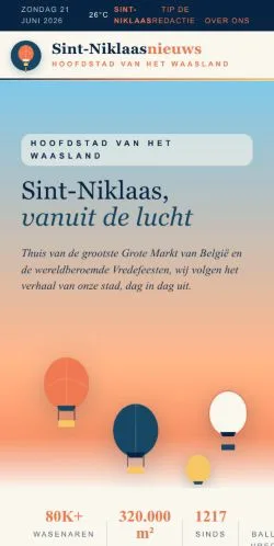 Vista previa del sitio Sintniklaasnieuws, medio de Bélgica para artículos patrocinados