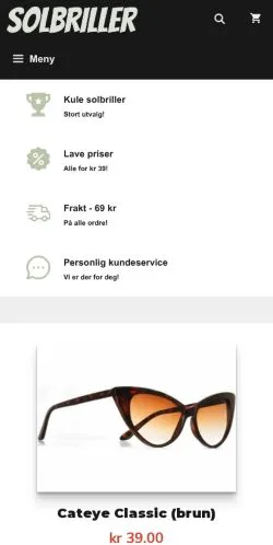Forhåndsvisning av nettstedet Solbriller, medium fra Norge for sponsede artikler