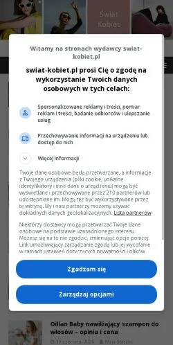 Anteprima del sito Świat Kobiet -, media di Polonia per articoli sponsorizzati