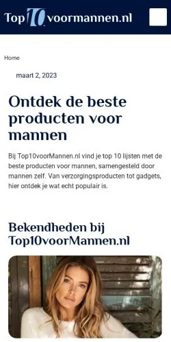 Anteprima del sito Top 10 Voor Mannen, media di Paesi Bassi per articoli sponsorizzati