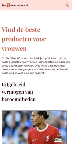 Pré-visualização do site De allerbeste producten voor vrouwen, meio de Países Baixos para artigos patrocinados