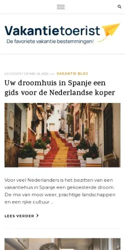 Pré-visualização do site Vakantietoerist, meio de Países Baixos para artigos patrocinados