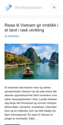 スポンサード記事向けのノルウェーメディア、Vestfoldpostenのサイトプレビュー