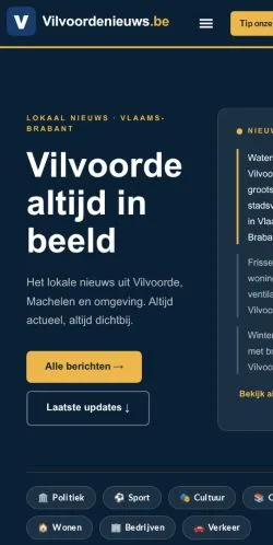 Anteprima del sito Vilvoordenieuws, media di Belgio per articoli sponsorizzati