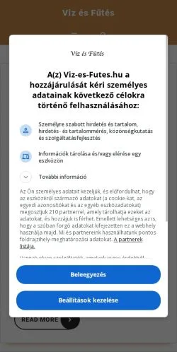 Anteprima del sito Viz és Fűtés -, media di Ungheria per articoli sponsorizzati