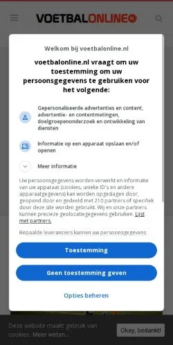 Podgląd witryny Voetbalonline, medium z kraju Holandia do artykułów sponsorowanych