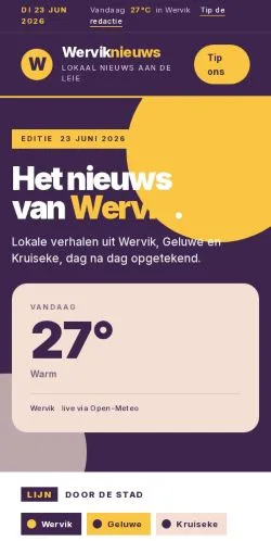Anteprima del sito Werviknieuws, media di Belgio per articoli sponsorizzati