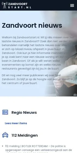 Anteprima del sito Zandvoort Nieuws, media di Paesi Bassi per articoli sponsorizzati