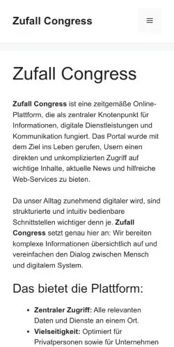 Anteprima del sito Zufall Congress, media di Germania per articoli sponsorizzati